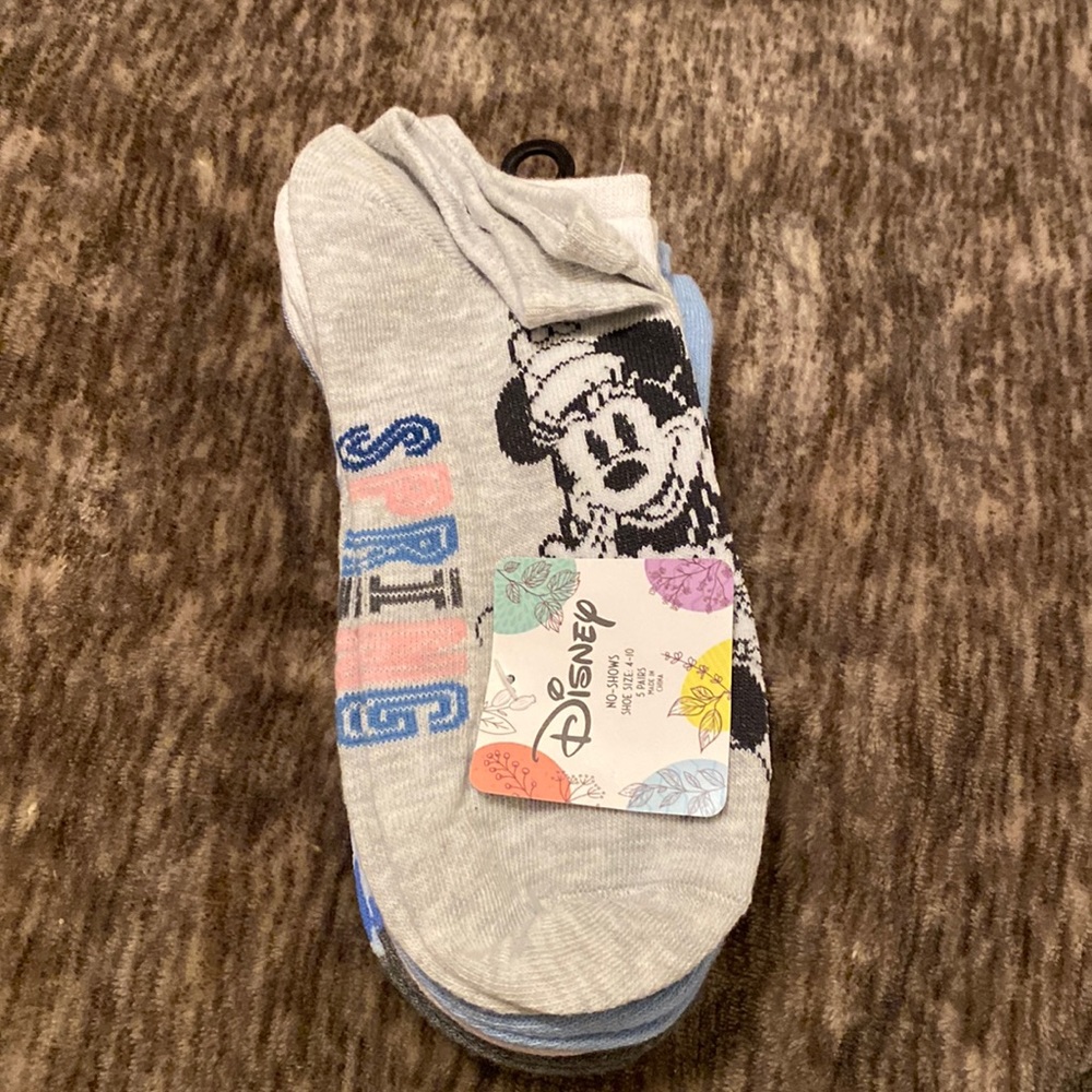 Disney Mickey Mouse Minnie Mouse No Show Socks 5 Pack Spring